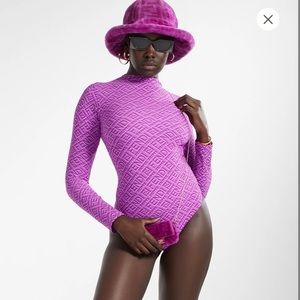 Fendi Skims Mock Neck Long Sleeve Bodysuit COLORADO XXS